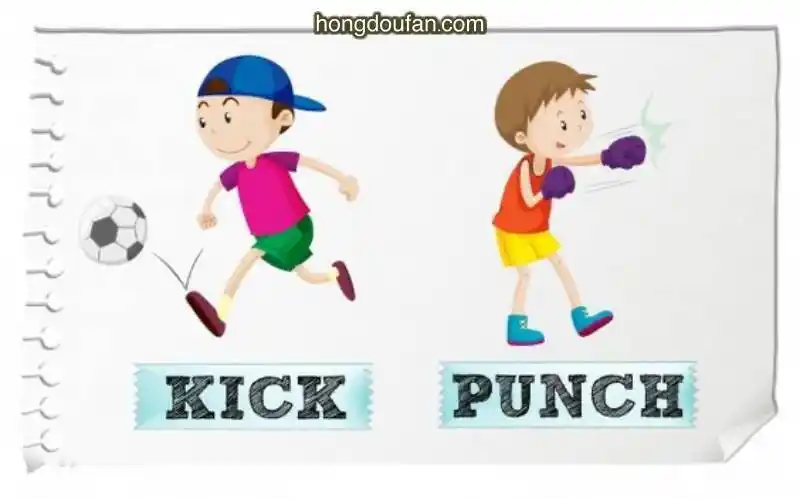 踢打的动作用英文怎么写kickpunch英语单词卡片
