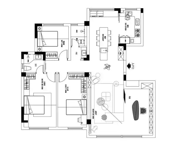 登封中凯龙城150㎡现代简约风格装修设计效果图