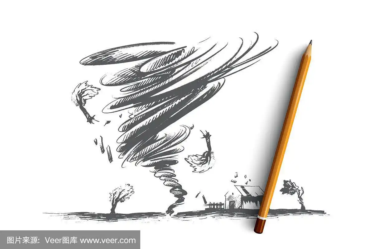 龙卷风概念手绘孤立
