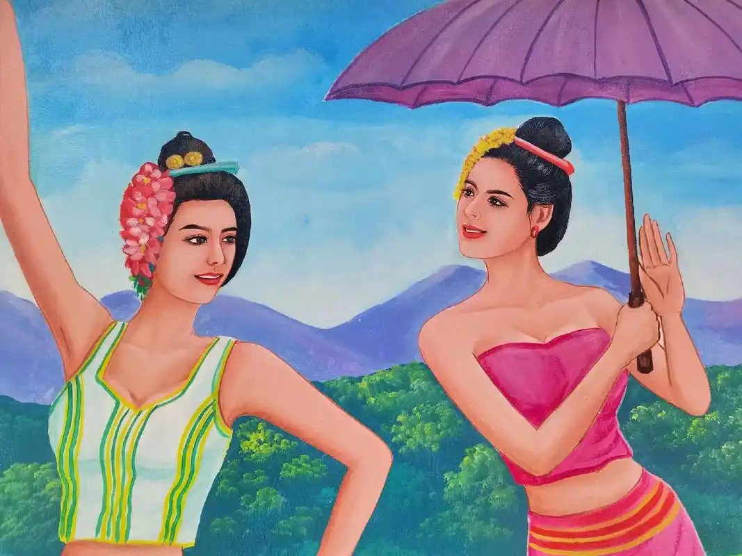 画画  傣族#民间壁画 - 抖音