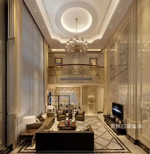 麻涌碧桂园十里江湾别墅简欧中空客厅装修效果图