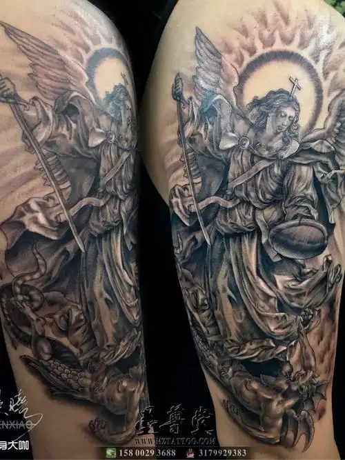 米迦勒_纹身图案手稿图片_陈晓的纹身作品集