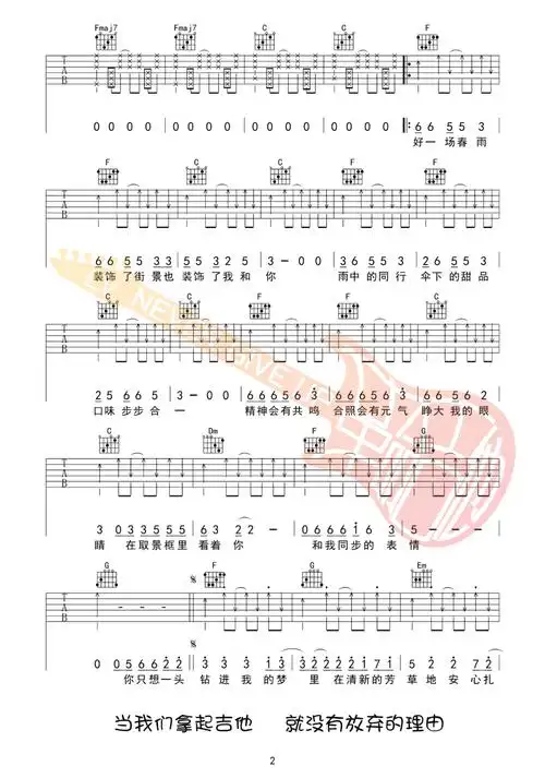 合拍吉他谱2-许嵩-c调指法