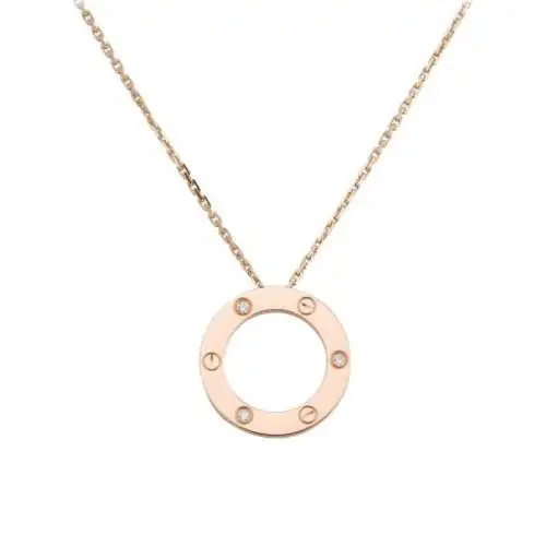 cartier卡地亚经典love18k金玫瑰金钻石项链镶嵌3颗钻石b7014700