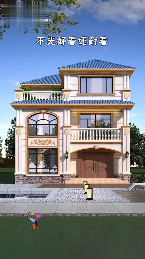 三层两开间小别墅,面宽9米,这个设计就不错农村自建房 别墅设计-生活