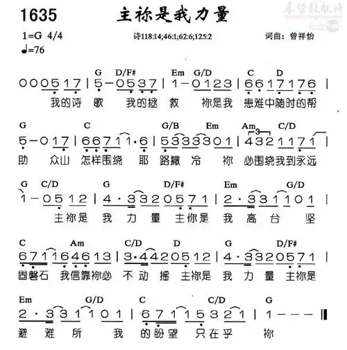 下载1635主你是我力量歌谱