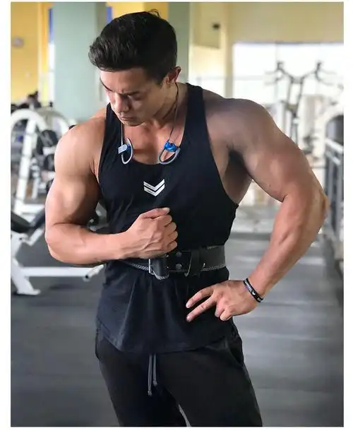 夏季健身背心男士跑步训练健美运动工字背心健身房训练服 白色 m