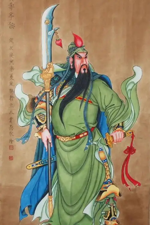 武神关二爷关羽(关公)中国画人像手机壁纸