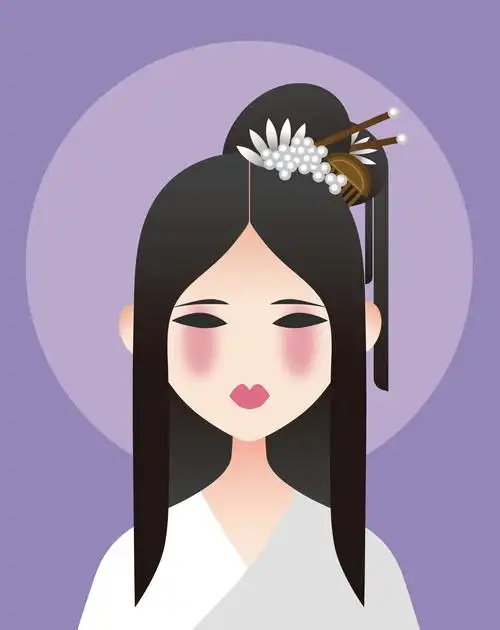 中国古装美少女扁平风小清新卡通胸像