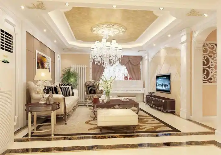 欧式小射灯装修效果图简欧装修效果图吊顶小户型客厅厨房地板装修效果