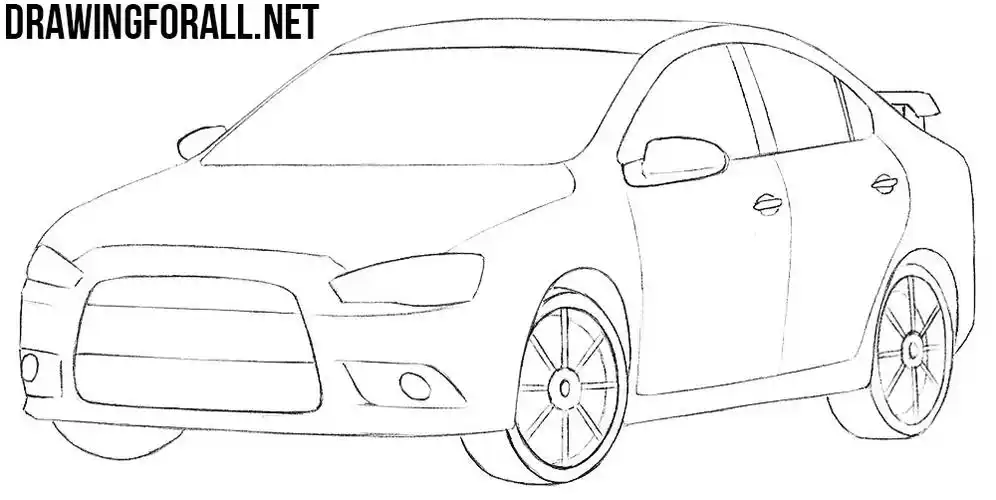 how to draw a mitsubishi lancer