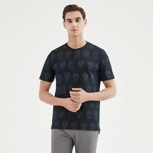 柒牌男装圆领印花短袖t恤夏季中国风街头潮流休闲半袖男士体恤衫