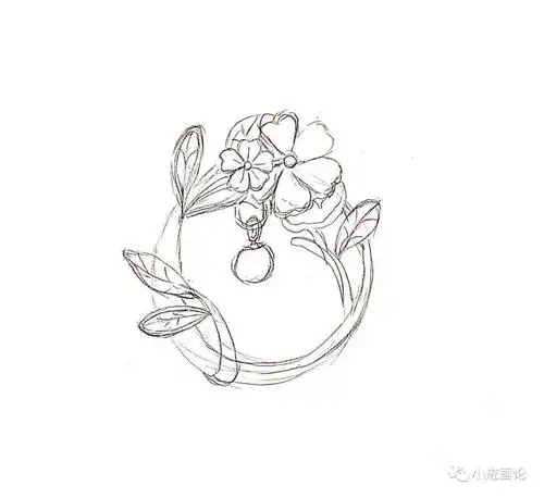 线描打卡教程第三期第4次一枚小花胸针