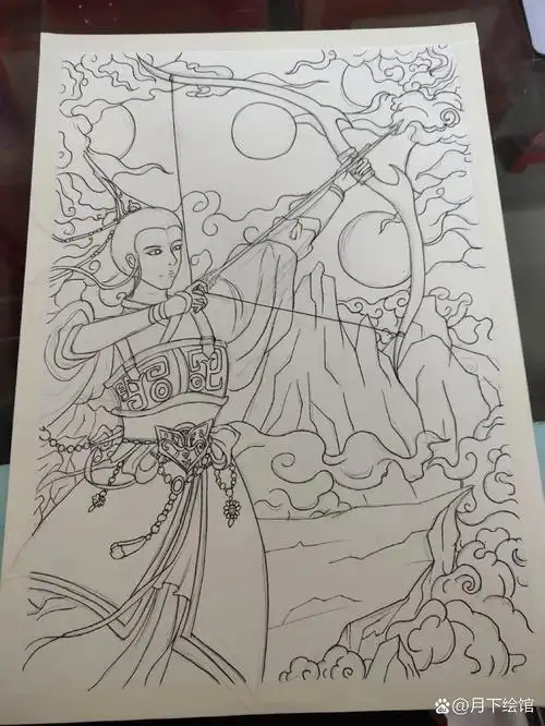 后羿射日(临摹) 好久没有画画了,悄悄的临摹一下