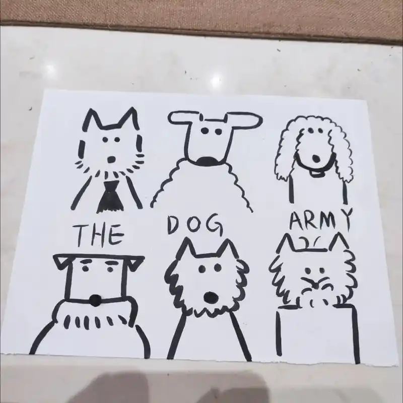 今天画的是单纯可爱小狗～#简笔画 #黑白 - 抖音