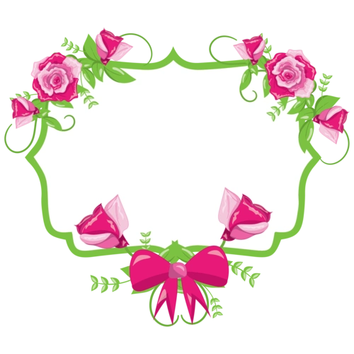 唯美玫红色花卉相框婚礼装饰png