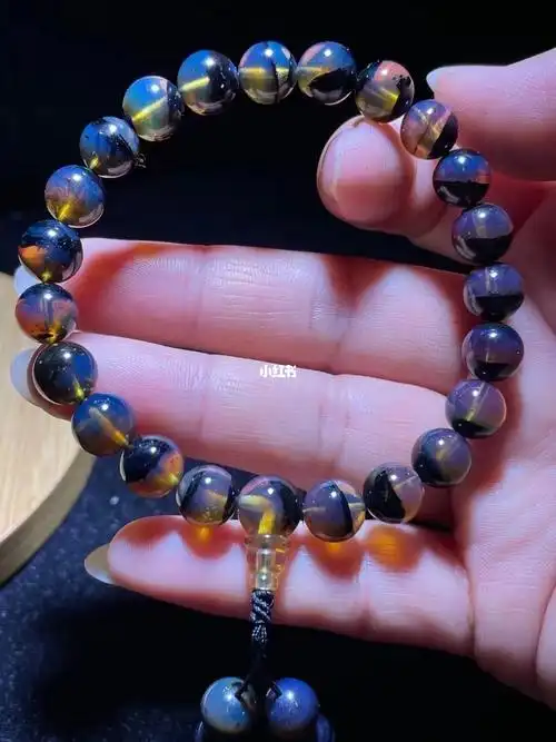 缅甸蓝藻聚宝盆琥珀手串,蓝精灵,品质无杂裂冰,佩戴精美大方,规格:8mm