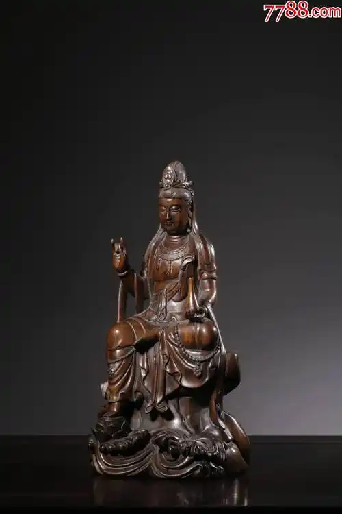 清海南黄花梨净瓶观音坐像