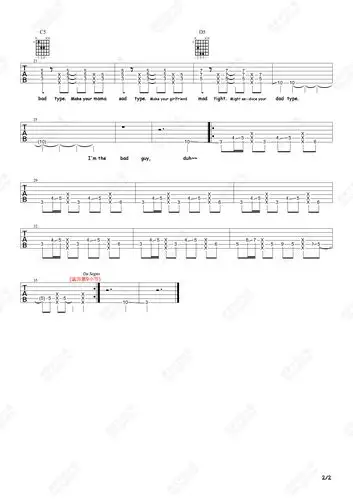 billie eilish《 bad guy》吉他谱 南音吉他小屋