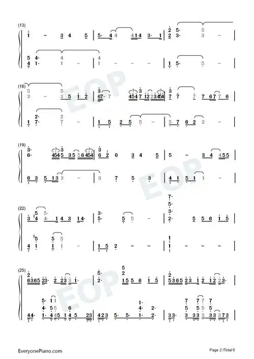 年轮说-荼蘼片头曲双手简谱预览2-钢琴谱文件(五线谱,双手简谱,数字谱