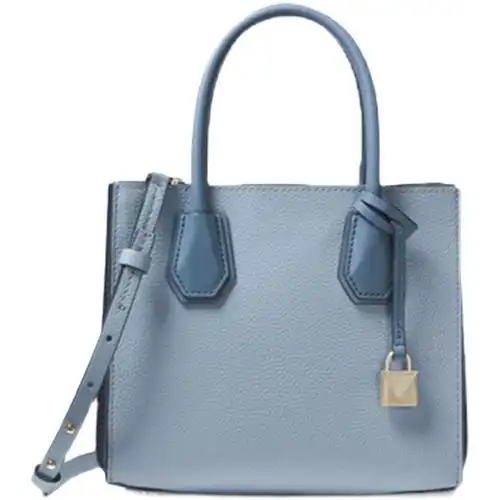 mercer十字纹牛皮手提小方包单肩斜挎荔枝纹托特包锁头包mk女包