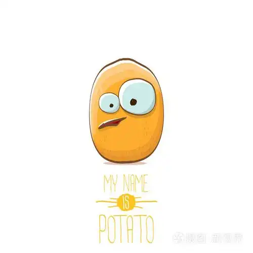 矢量滑稽卡通可爱的小马铃薯字符在白色背景下隔离.