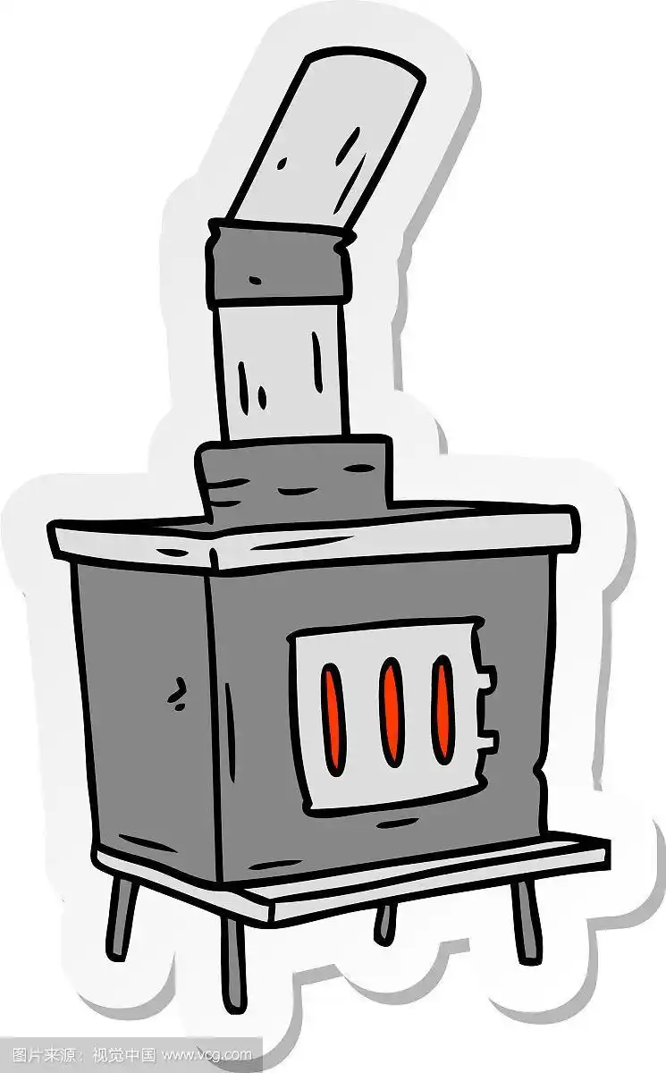 一个家庭火炉的卡通涂鸦