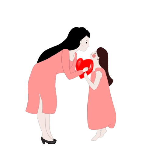 温馨粉色系母亲和孩子图片