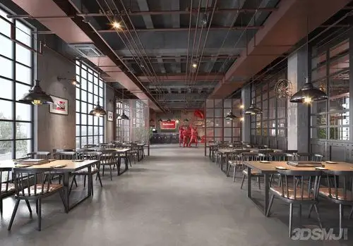 工业风复古烧烤店3d模型