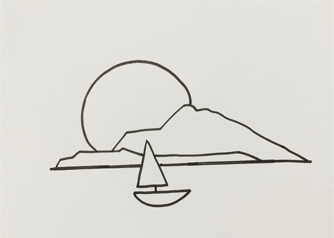 简单的夕阳简笔画 简笔画图片大全-普车都