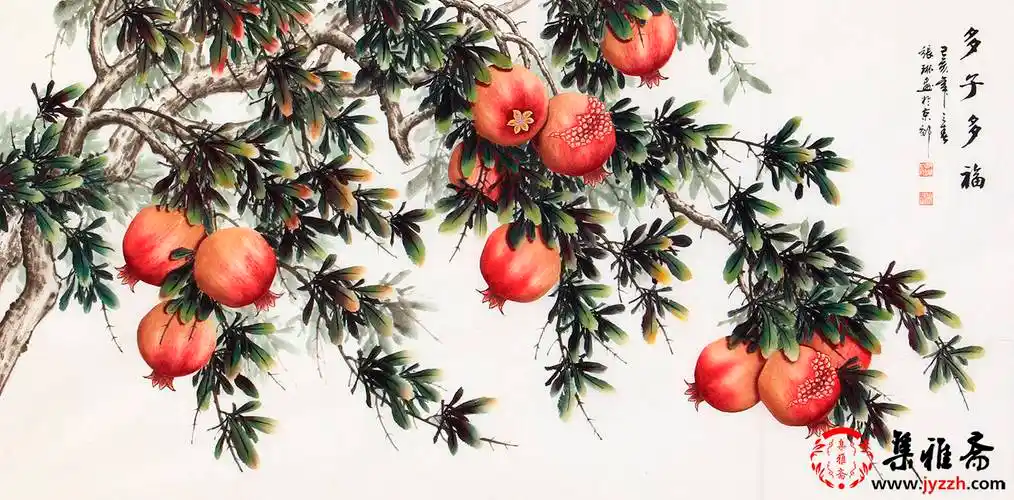 原创张琳笔下的石榴笔墨相当老辣