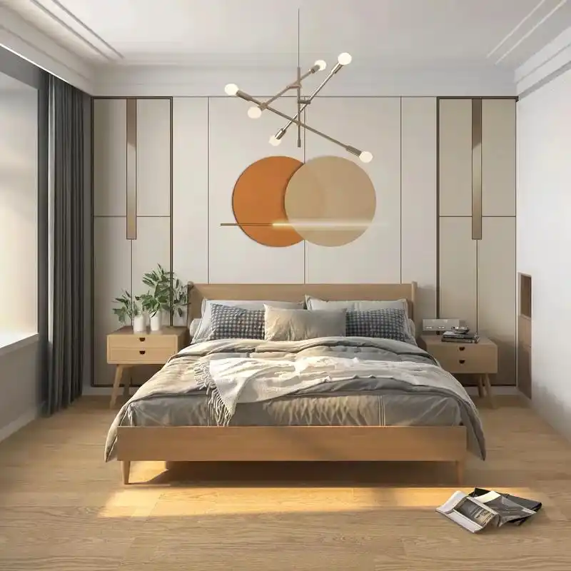 轻奢床头背景墙壁纸壁布2022新款简约卧室影视墙布暖色3d几 - 抖音