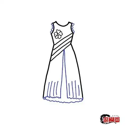 飞袖连衣裙简笔画教程