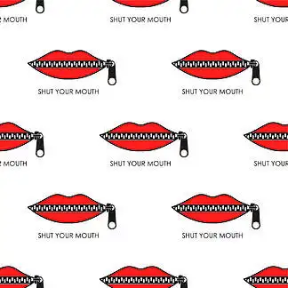 i>女 /i> i>性 /i>嘴巴的无缝 i>图 /i> i>案 /i>,拉链闭嘴,文字闭嘴