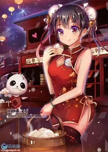 贵宾会员组免费下载二次元动漫美少女东方旗袍服装图片集日系卡通绘画