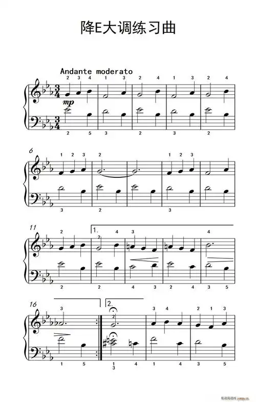 降e大调练习曲约翰汤普森成人钢琴教程第一册