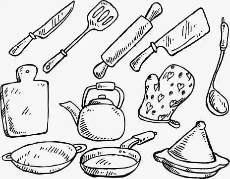 手绘厨房厨具