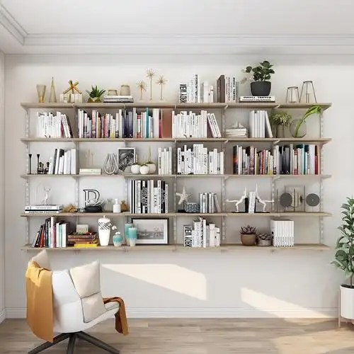 美达斯3米书架墙整面墙书柜书房一字板书桌隔板置物架一件代销