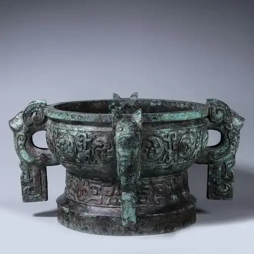 簋古玩古董收藏真品商务礼物老物件中国青铜器四耳簋办公铜器优惠券