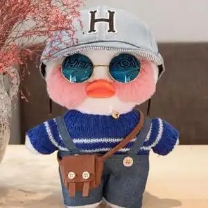 个性少女心戴眼镜韩版毛绒网红可爱ins小鸭子毛绒玩具玻尿酸鸭.