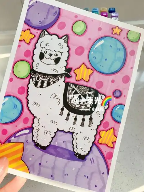 创意少儿美术线描课程《羊驼07》适合4～6岁