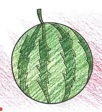 圆圆的大西瓜简笔画图片36kb简笔画水果大西瓜蔬菜夏天最爱的大西瓜要