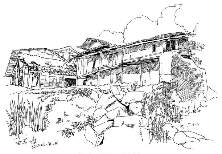 深山里的老房子【钢笔画】
