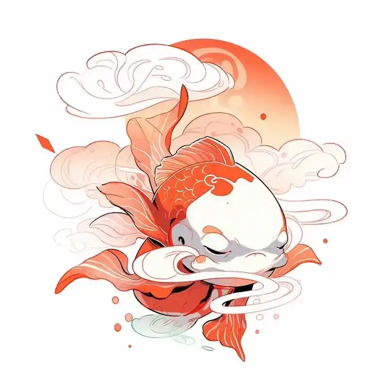 锦鲤护体,鸿运当头系列.刷了几只锦鲤都是红日或者青云做背景  - 抖音