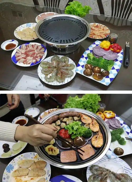 韩式烧烤盘炭火烧烤盘碳烤炉烤盘烤肉盘子麦饭石烤盘圆形商用不沾 38