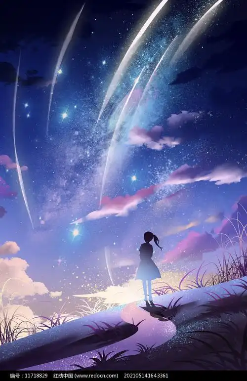 唯美星空女孩背影