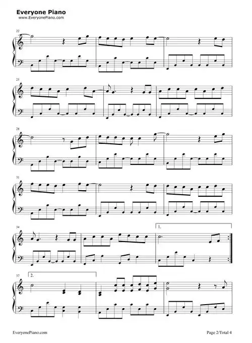 情非得已五线谱预览2-钢琴谱文件(五线谱,双手简谱,数字谱,midi,pdf)