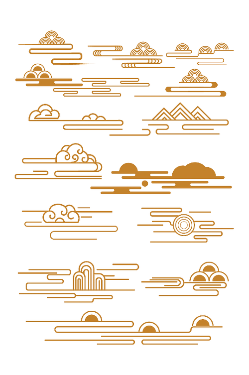 线条渐变纹理装饰免扣元素中式古风水墨风云纹山纹装饰页眉页脚立即下