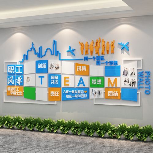 员工风采展示团队照片墙贴纸公告栏公司企业文化背景墙办公室装饰