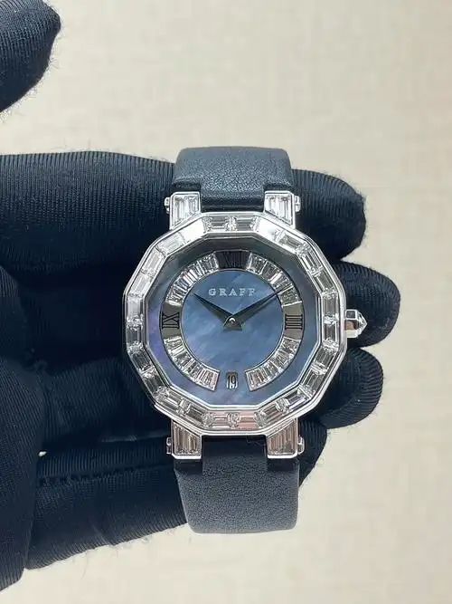 graff格拉夫london系列冰蓝色贝母面面盘腕表35987